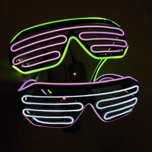 Customized Party Favors Shutter Wire Neon Rave Glasses Wireless Light up LED Party Glasses Flashing Sunglasses