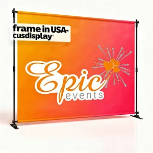 8x8ft 10x8ft Telescopic Custom Step and Repeat Banner Stand Logo Ceremony Stage MEDIA WALL for Wedding Party Advertising Display