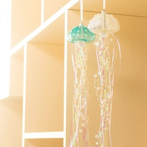 2021 Glass Jellyfish Christmas Ornaments for Christmas tree, Hanging coastal beach beaded nautical sea life Xmas decoration