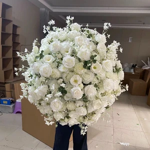 Customized Blue White Silk Artificial Rose Flower Ball Wedding Centerpiece & Table Decoration Flower Arrangements