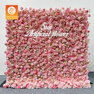 Sunwedding Pink Flower Wall Wedding Backdrop Artificial Flower Wall Backdrop Wedding Flower Wall Decoration