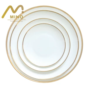 Nordic Style White Gold Rim Bone China Charger Plates Dinnerware Set for Wedding Party Table Decor Wholesale