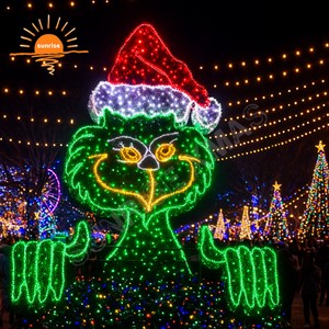 Outdoor Light Show for Festive Displays Customized 3D Grinch Motif Lights Commercial Christmas Large Led Luminescence Decoration