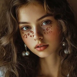 FZ Disposable Tattoo Template Festive Atmosphere Fake Temporary Tattoo Stickers Creative Cute Face Stickers Leopard Print
