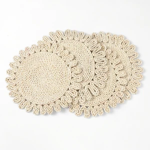 Braided Round Corn Husk Placemats Natural Heat Resistant Table Mats Boho Waterproof Mats For Patio Wedding&Holiday Table Decor