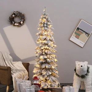 High Quality Festive Holiday Standing Plush Christmas Tree Decorations with Lights and Ties
