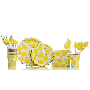 Lemon Themed Gold Stamping Party Tableware & Table Decorations Tableware Set Party Sets Party Decoration Birthday