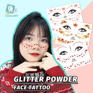 Latest Bling Flower Face Stickers for Girls Women Party Makeup Glitter Temporary Face Freckle Tattoo Sticker