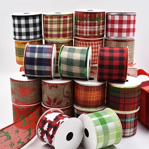 Wholesale Custom Wired Ribbon Bow Valentine's Day Christmas Ribbon Burlap Combination Ribbons For Gift Wrapping Decoration