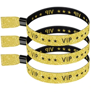 Promotional Adjustable Plastic Clip Polyester Bracelet Event Party VIP Bracelet Custom Fabric Woven Wristbands
