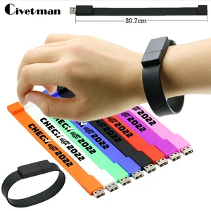 Silicon Wristband USB Factory Make With Custom Size 4gb 8gb 16gb Bracelet Logo 32GB 64GB 128GB Usb Flash Drive Usb Bracelet