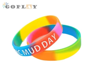 Customized Festival Party Plastic Rainbow Silicone Bracelet Rubber Wrist Bands Wristbands for Events