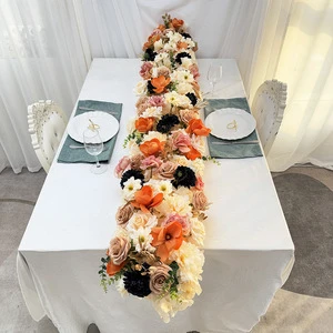 Long Table Flower Waterfall Flower Banquet Hotel Table Decoration Wedding Decoration Artificial Flower