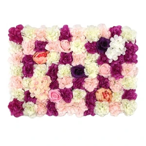 Factory Cheap Price 60*40cm Eco-Friendly Plastic Silk Rose Artificial Flowers Wedding Wall Decor Backdrop