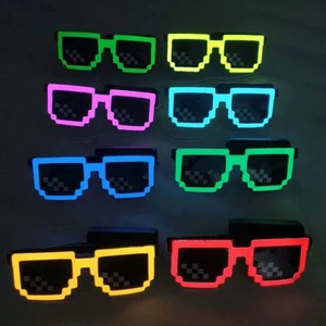 Pixel Light up Party Eyeglasses, Glowing in the Dark Sunglasses for Festival Event Rave