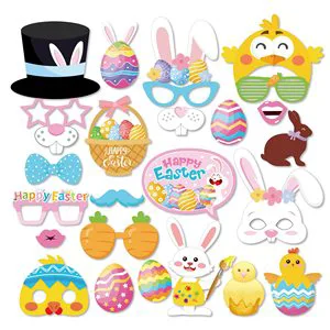 Easter Day Photo Booth Props with Stick for Easter Day Party Decorations Easter Day Photo Booth Prop