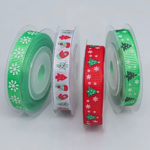 2026 Merry Christmas Ribbon Roll Grosgrain Printed Christmas Tree Ribbon 10mm Happy New Year Custom Logo Printed Ribbon