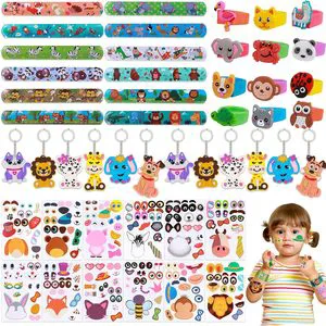 48pcs Safari Jungle Themed Birthday Halloween & Easter Party Favors Set with Small Toys for Kids-Creative Gift Goodie Bags