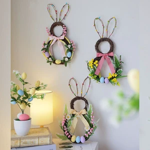 Duoyou Creative Easter Eggs Wreath Colorful Easter Eggs Decoration Wreath Branch