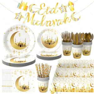 Moon Festival Party Supplies Disposable Tableware Including Paper Plates Paper Towels Paper Cups Banners Tablecloths Decorations