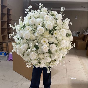 New Simulation Embroidery Rose Ball Wedding Table Arrangement Proposal showcase Exhibition Hall Decoration Road Guide Flower