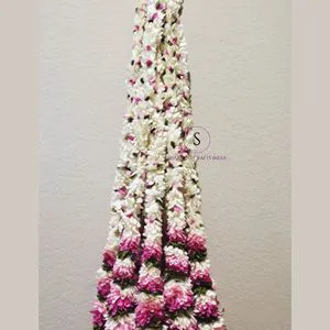 White and Pink Fabric Flower Garlands With Pearl Moti's Work Flower Hangings for Home, Diwali, Wedding Decor Artificial Garlands