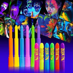 Halloween DIY Festival Set 6 Color UV Glow Face & Body Paint Easy Clean Water-Soluble Holiday Supplies