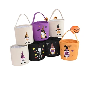 Children Halloween Basket Colorful Halloween Bucket Decorations