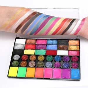 42 Color Matte Glitter UV Neon Body Makeup Pallet Waterproof Water-Based Face Painting Kit for Kids Halloween Parties