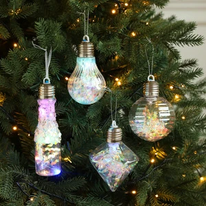 Xmas Clear Plastic Fillable Ball Christmas Ball Ornaments Plastic Ornaments Built in Lights Christmas Tree Decor Hanging Balls