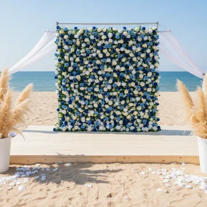 DKB Factory Wholesale High Quality Artificial Flower Wall 3d/5d Flower Wall Backdrop 8ft X 8ft for Wedding Decor