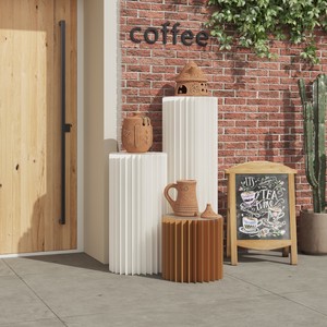 Custom-Sized Round Honeycomb Kraft Paper Self-Adhesive Foldable Modular Column System Art Deco Design For Trade Show Backdrops