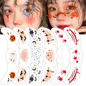 Waterproof Sweat-proof Halloween Face Temporary Decoration Makeup Freckle Tattoo Stickers for Horror Nights & Festive Gatherings