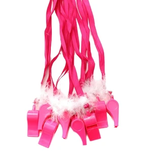 Pink Fluffy Whistles Plastic Penis Novelty Game for Bachelorette Hen Party Bride's Night Bridal Shower-Party Favor Decoration