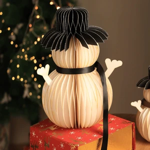 Honeycomb Handmade White Snowman Paper Festive Décor for Party Tableware & Table Decorations
