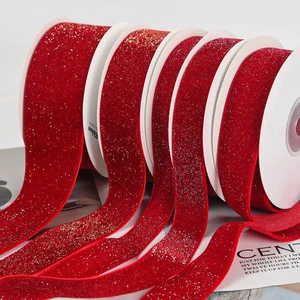 Factory Direct Christmas-Themed Red Velvet Gold Foil Ribbon, DIY Handmade Holiday Bow Decorations, 10 Yards Per Roll