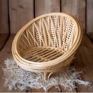 Rattan Baby Props Basket Photographer Oval Shape Rustic Style Eco-Friendly Home Decoration