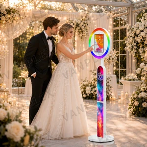All-in-One iPad Photo Booth Arched Metal Shell with RGB Ring Light 10.2-13 Inch for Wedding Party Event Rental Machine