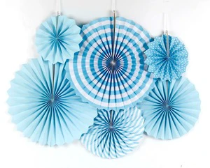 Factory Wholesale Party Supplies Decorations Sets Colorful Paper Flower Fan Hanging on the Wall for Party 6pcs or 8pcs Pack
