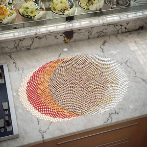 Modern Round Gold Woven Design Wedding Placemats Table Mats Sets Made Of Plastic From China