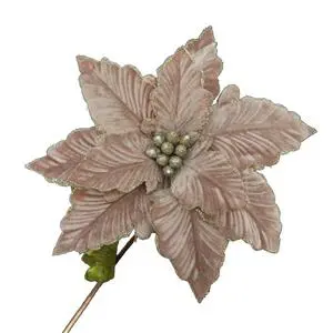 High Quality Velvet Christmas Poinsettia Flower Elegant Floral Ornament for Tree Stand and Accessories