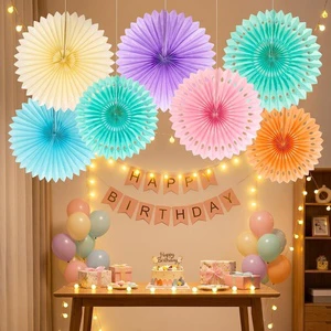 Wholesale Christmas New Year Party Decoration Set Tissue Paper Fans Garlands Kit for Festive Holiday Banquet Backdrops