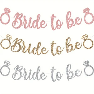 Bride to Be Banner Golden Rose Gold Glitter Single Bridal Party Banner Wedding Pull Flag