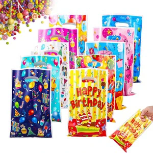 Party Event Assorted Colors Small Plastic Favors Mylar Loot Goodie Candy Gift Bags for Kids Birthday