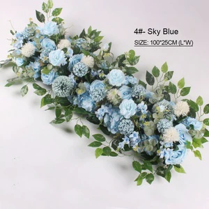 Artificial Flower Wall Wedding Ceremony Garland Artificial Flowers Rose Runner Wedding Row for Backdrop Arch Table Decoration