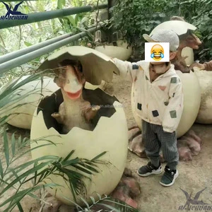 Dinosaur Park Decorations Kids Taking Photo Animatronic Dinosaur Egg Life Size Hatching Dinosaur Egg In A Fiberglass Egg