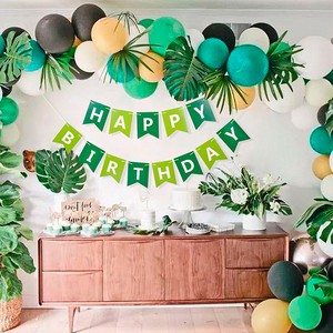 LINGKAI Hot Sale Eco-friendly Paper Goldfish Tail Letter Banner Happy Birthday Wedding Party Flag Decor