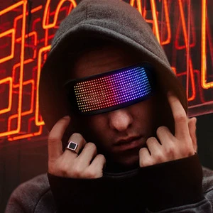 Luminous Rave LED Glowing Glasses Rechargeable App Control Customize Magic Scrolling Led Text Shining Glasses for Bar Party