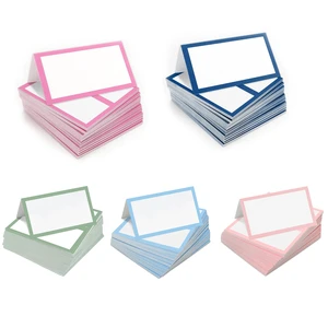 50 Pcs/Pack Pink Frame Paper Blank Table Card Place Name Seat Cards for Wedding Holiday Party Table Decor Supplies