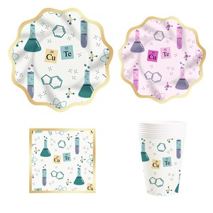 DAMAI Customized Little Scientist Birthday Party Decorations Science Theme Paper Tableware Supplies Mad Scientist Kit